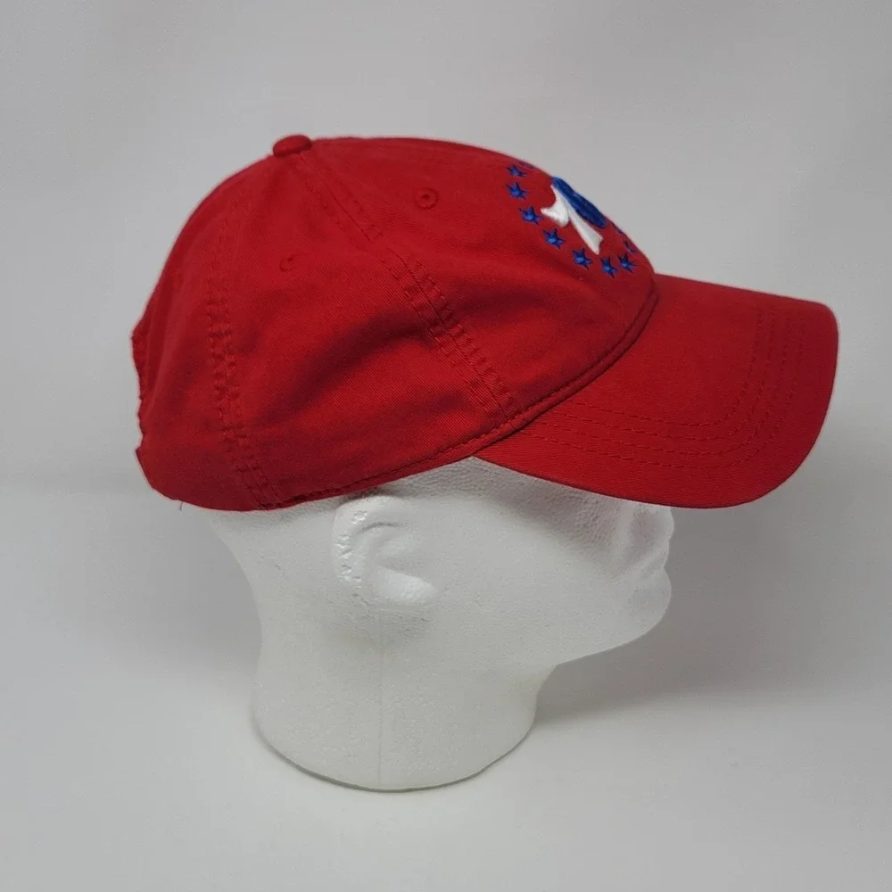 Capamerica Golf Hat 76er's NBA Adjustable Red Twill Strapback Cap Patriotic Logo